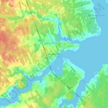 Bouctouche topographic map, elevation, terrain