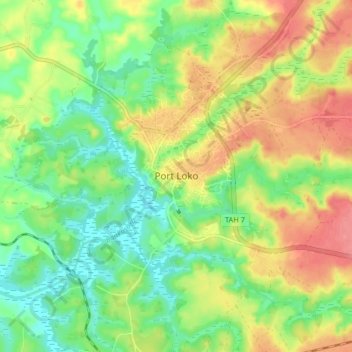 Port Loko topographic map, elevation, terrain