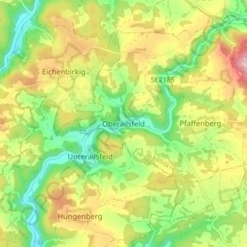 Oberailsfeld topographic map, elevation, terrain
