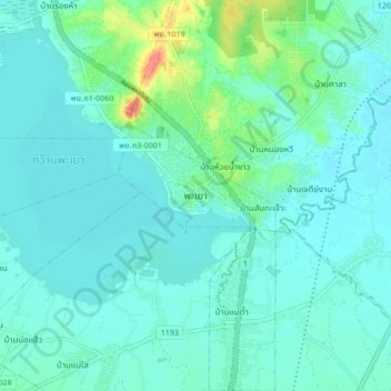 Phayao topographic map, elevation, terrain