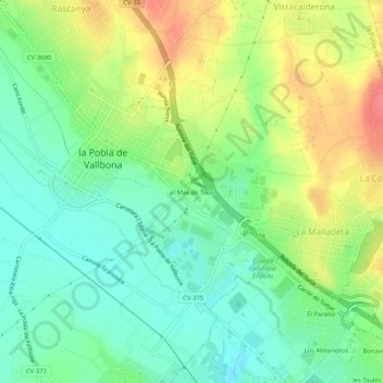 el Mas de Tous topographic map, elevation, terrain