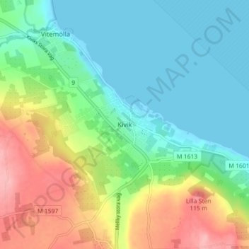 Kivik topographic map, elevation, terrain