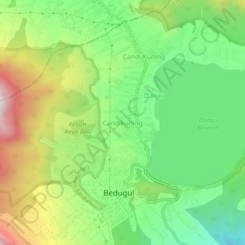 Candikuning topographic map, elevation, terrain