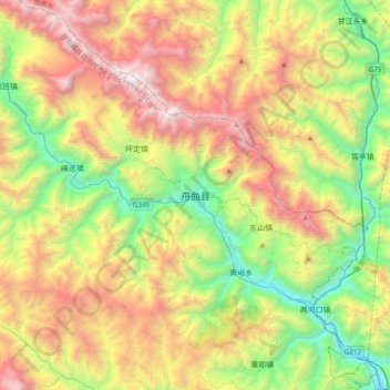 舟曲县 topographic map, elevation, terrain