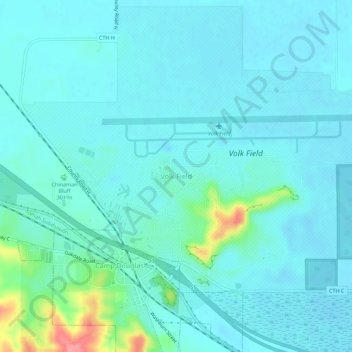 Volk Field topographic map, elevation, terrain