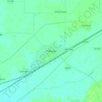 Pilibanga topographic map, elevation, terrain
