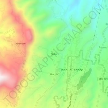 Atalpa topographic map, elevation, terrain