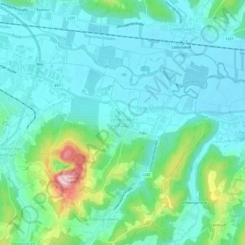Leitersdorf im Raabtal topographic map, elevation, terrain