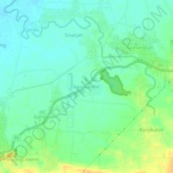 Kasokandel topographic map, elevation, terrain