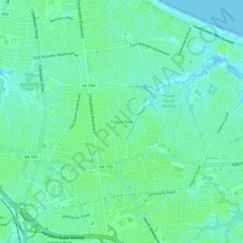 Forest Park topographic map, elevation, terrain