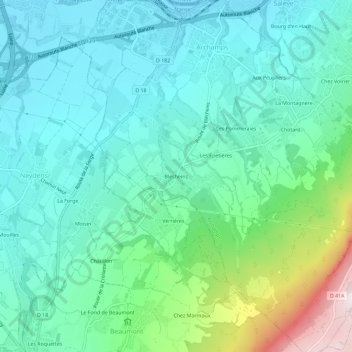 Blécheins topographic map, elevation, terrain