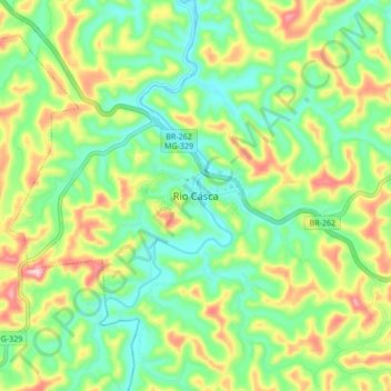 Rio Casca topographic map, elevation, terrain