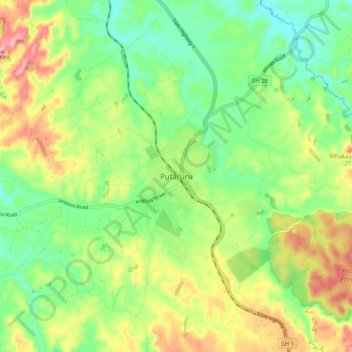 Putāruru topographic map, elevation, terrain