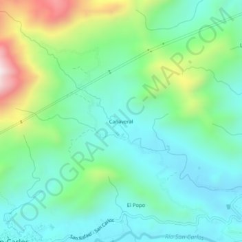 Cañaveral topographic map, elevation, terrain