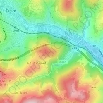 En Chalosset topographic map, elevation, terrain