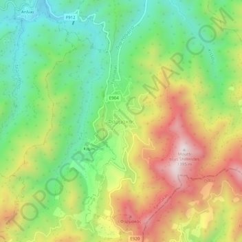 Farmakas topographic map, elevation, terrain