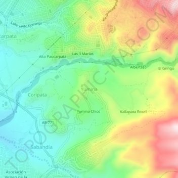 Yumina topographic map, elevation, terrain