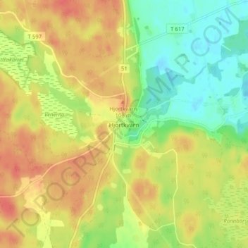 Hjortkvarn topographic map, elevation, terrain