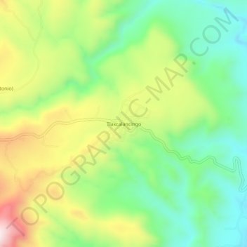 Tlaxcalancingo topographic map, elevation, terrain