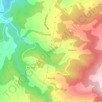 Metida topographic map, elevation, terrain
