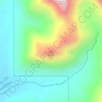 South (Middle) Sister topographic map, elevation, terrain