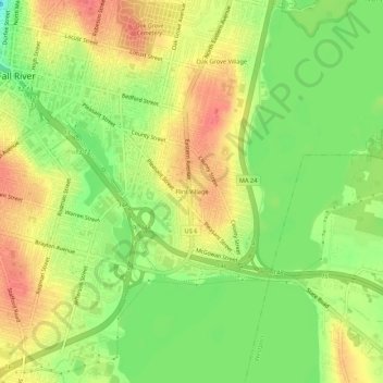 Flint Village topographic map, elevation, terrain