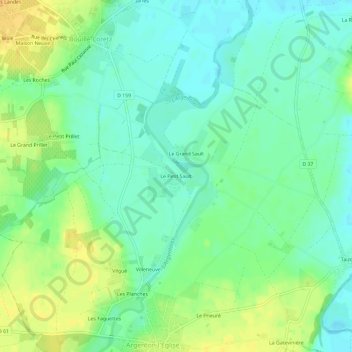 Le Petit Sault topographic map, elevation, terrain