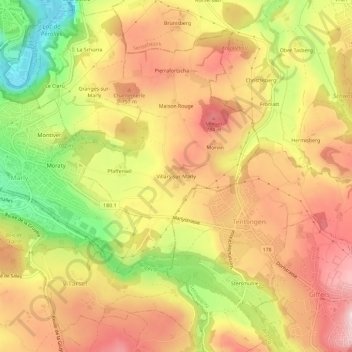 Villars-sur-Marly topographic map, elevation, terrain