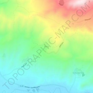 Elköy topographic map, elevation, terrain