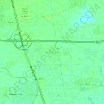 Badh Khalsa topographic map, elevation, terrain