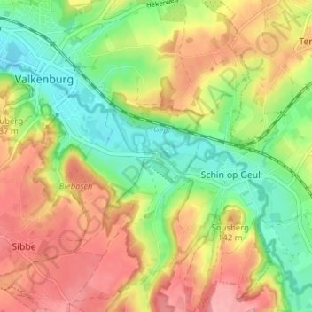 Oud-Valkenburg topographic map, elevation, terrain