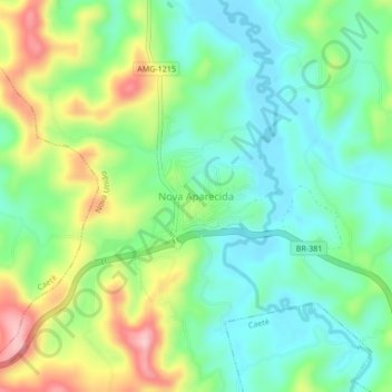 Nova Aparecida topographic map, elevation, terrain