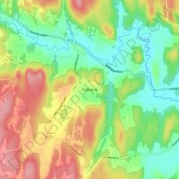 Valberg topographic map, elevation, terrain