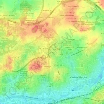 Rochelle topographic map, elevation, terrain