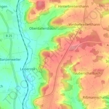 Glashofen topographic map, elevation, terrain