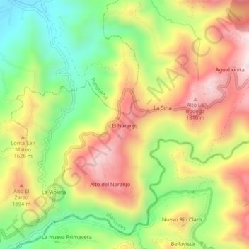 El Naranjo topographic map, elevation, terrain