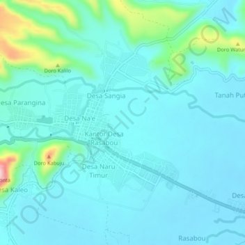 Sape topographic map, elevation, terrain