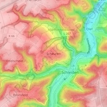 Scheuren topographic map, elevation, terrain