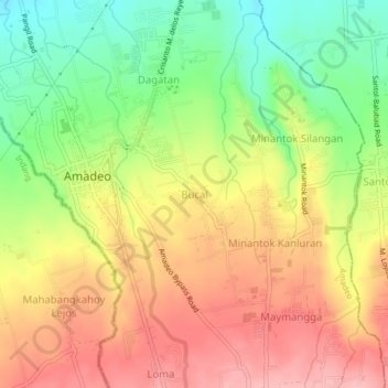 Bucal topographic map, elevation, terrain