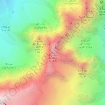 Aiguille du Plan topographic map, elevation, terrain