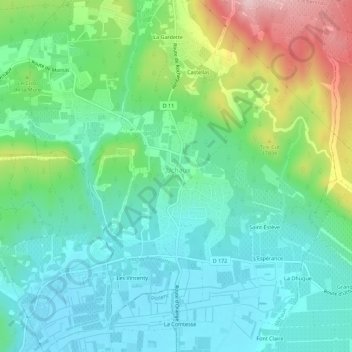 La Galle topographic map, elevation, terrain