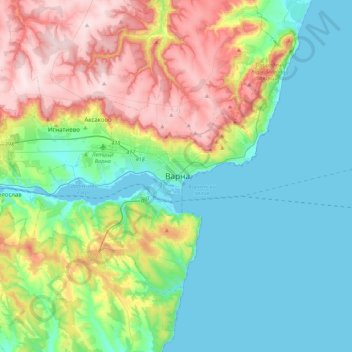 Varna topographic map, elevation, terrain