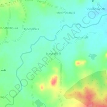 Haralahalli topographic map, elevation, terrain
