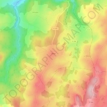 Athée topographic map, elevation, terrain