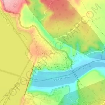 Vijayapuri North topographic map, elevation, terrain