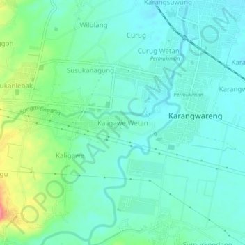 Kaligawe Wetan topographic map, elevation, terrain