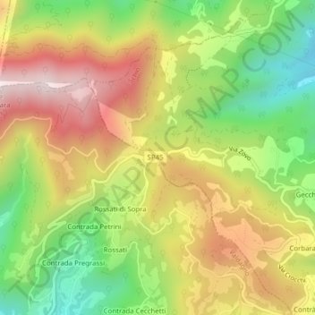 Passo Zovo topographic map, elevation, terrain