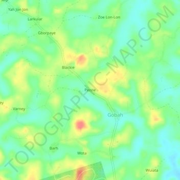 Pezzie topographic map, elevation, terrain