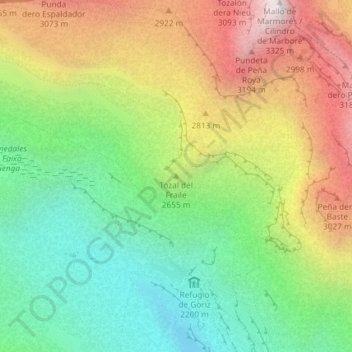 Tozal del Fraile topographic map, elevation, terrain