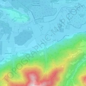 Bayern topographic map, elevation, terrain